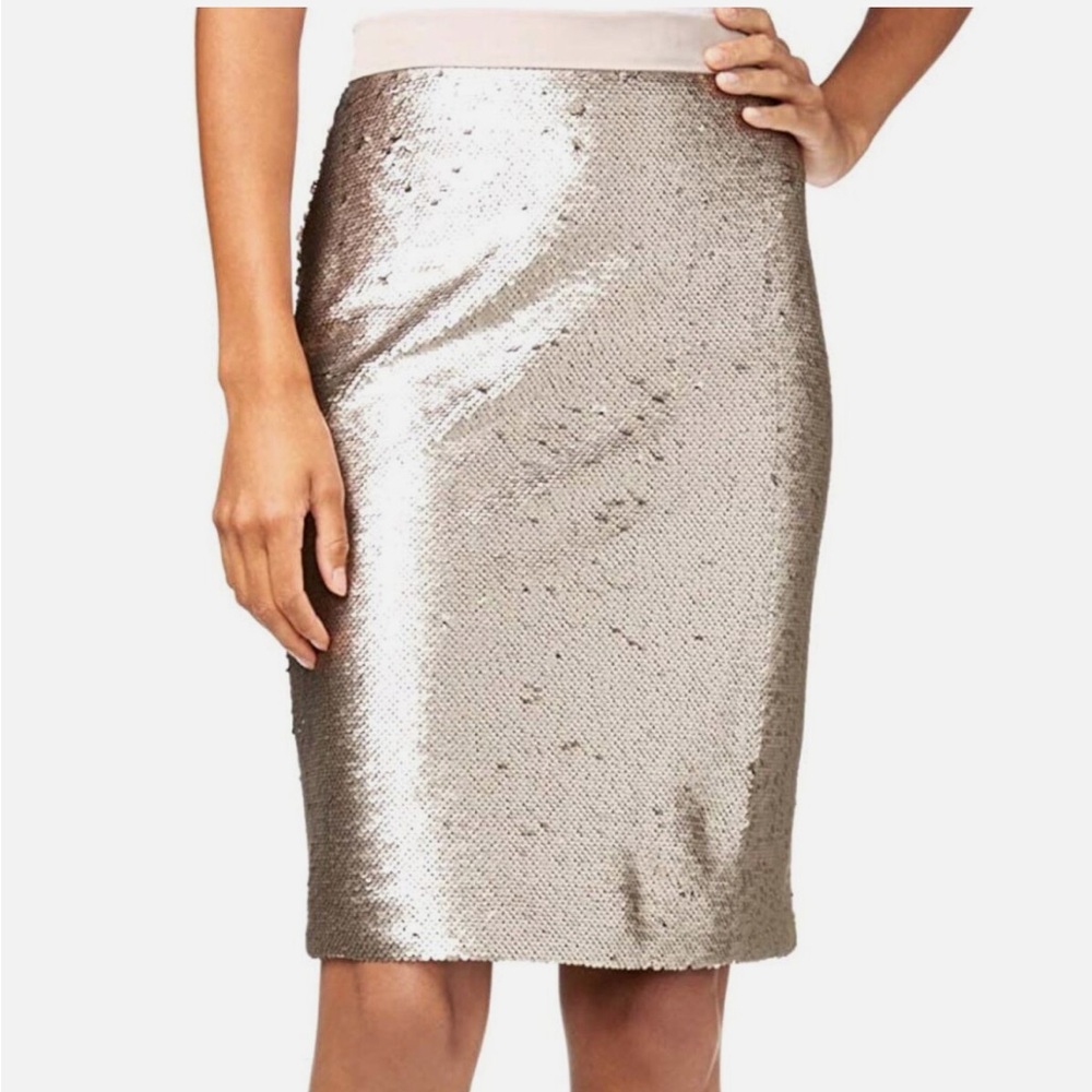 Maison Jules  Sequined Two-Tone Metallic  Pencil Skirt Size 14 New With Tag